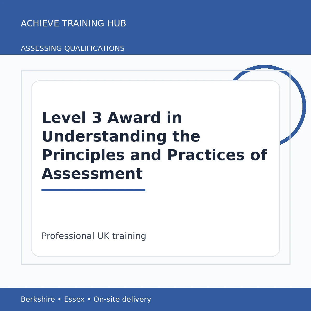 Level 3 Award in Understanding the Principles and Practices of Assessment